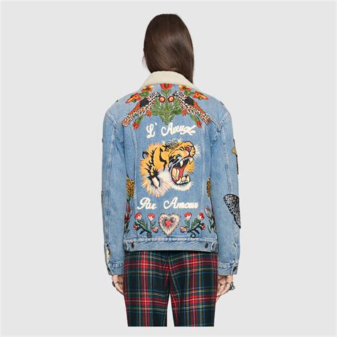 gucci embroidered bird|gucci twill blouson jacket.